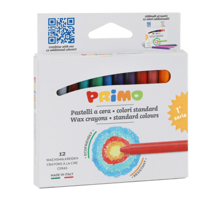 Pastelli a cera - diam. 9 mm x 85 mm - Primo - conf. 12 pezzi