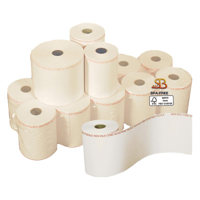Rotolo per bilancia - 62,5 mm x 30 m - diametro esterno 50 mm - anima 12 mm - 55 gr - carta termica BPA free - Sabacart - bliste