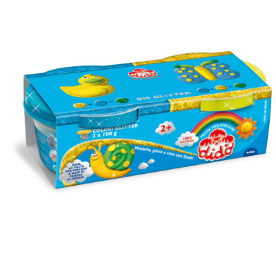 Pasta Glitter - 100gr - giallo-azzurro - conf. 2 pezzi - Didò