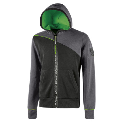 Felpa Jupiter - con cappuccio - taglia XXL - grigio-verde - U-Power