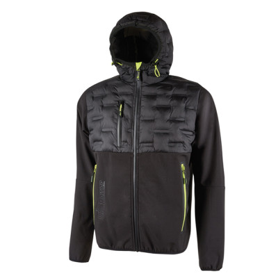 Giacca ibrida Spock- idrorepellente - taglia XL - nero-giallo - U-Power