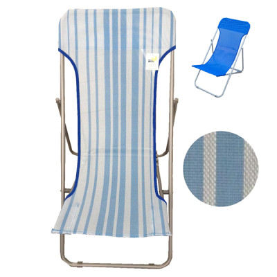 Sdraio Beach - pieghevole - 70 x 72 x 45 cm - acciaio verniciato-texilene - righe azzurre - Garden Friend