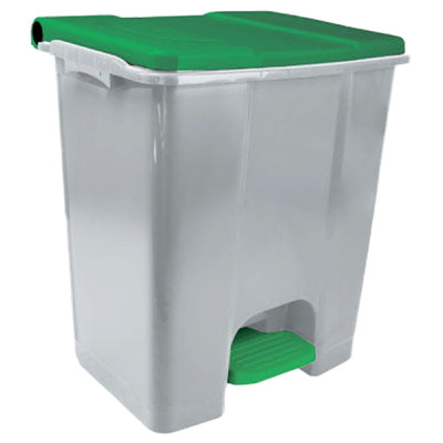 Contenitore mobile Ecoconti - a pedale - 60 L - plastica riciclata - grigio-verde - Medial International