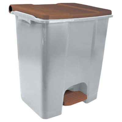 Contenitore mobile Ecoconti - a pedale - 60 L - plastica riciclata - grigio-marrone - Medial International