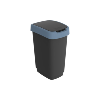 Pattumiera con coperchio basculante - 25 L - 33,3 x 25,2 x 47,6 cm - PPL - nero-blu - Rotho