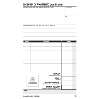 Blocco ricevute BeB-affittacamere - 25-25 - copie autoric. - 16,8 x 10 cm - DU16257B250 - Data Ufficio