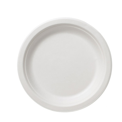 Piatti piano monouso Bio - rotondo - diametro 26 cm - cellulosa-canna da zucchero - bianco - Leone - conf. 50 pezzi