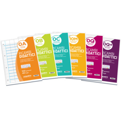 Ricambi didattici forati - A4 - 40 fogli carta 100 gr - 1 rigo c-margine - Blasetti