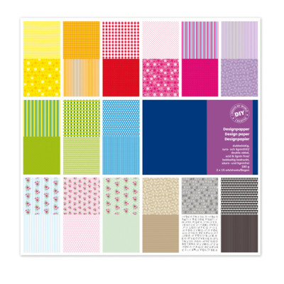 Carta Scarpbooking Vichy - 30,5 x 30,5 cm - 180 gr-mq - colori assortiti - DECO - conf. 30 fogli