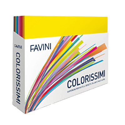 Cartoncino Bristol Color - 50 x 70cm - 200 gr - colori assortiti - Favini - box display 240 pezzi