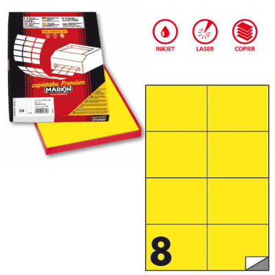 Etichette adesive C-512 - in carta - permanenti - 105 x 74,25 mm - 8 et-fg - 100 fogli - giallo fluo - Markin