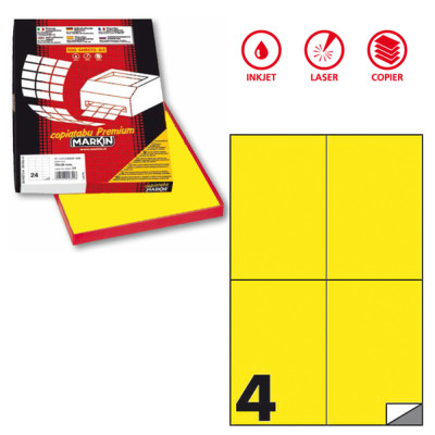 Etichette adesive C-519 - in carta - permanenti - 105 x 148,5 mm - 4 et-fg - 100 fogli - giallo fluo - Markin