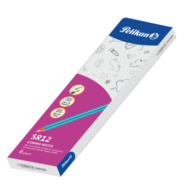 Gomma matita SR-12 - caucciù-legno laccato - Pelikan - conf. 6 pezzi