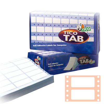 Etichette adesive a modulo continuo TAB 1 - in carta - corsia singola - permanenti - 107 x 48,9 mm - 6 et-fg - 500 fogli - bianc
