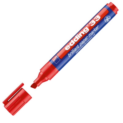 Marcatore 33 a base d acqua - punta a scalpello da 1,0 a 5,0mm  - rosso - Edding