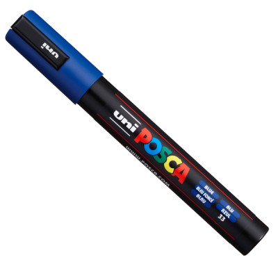 Marcatore a base d acqua Uni Posca PC5M  - punta  tonda media da 1,8mm a 2,5mm - blu - Uni Mitsubishi