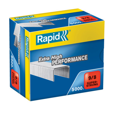 Punti Rapid Super Strong - alti spessori - 9-8 - acciaio zincato - metallo - Rapid - conf. 5000 pezzi