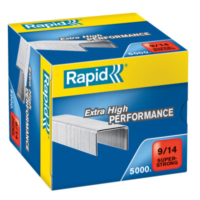 Punti Rapid Super Strong - alti spessori - 9-14 - acciaio zincato - metallo - Rapid - conf. 5000 pezzi