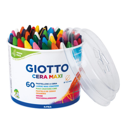 Pastelli cera maxi - lunghezza 100mm diam.11,50mm - Giotto - barattolo 60 pastelli