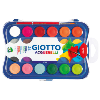 Pastiglie Acquerelli - diam. 30mm  - colori assortiti - Giotto - astuccio 24 pastiglie