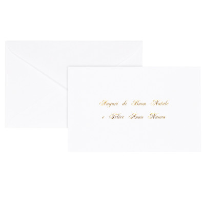 Biglietto natale con busta - 9 x 14 cm - stampa oro - bianco - Rex Sadoch