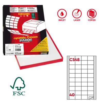 Etichette adesive C-548 - in carta - permanenti - 45 x 29,7 mm - 40 et-fg - 100 fogli - bianco - Markin
