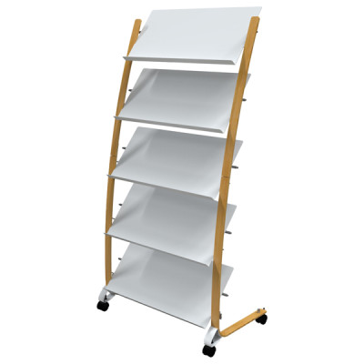 Portariviste da terra - 5 tasche - 36 x 86 x 165 cm - legno-ABS - bianco - Alba