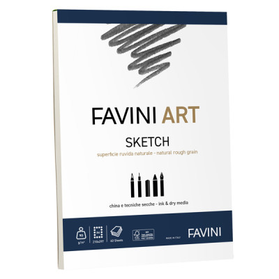 Blocco collato Sketch - A4- 90 gr - 40 fogli - Favini Art