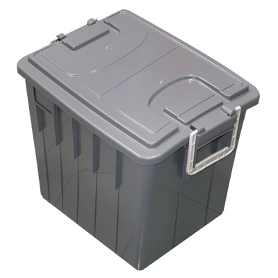 Cassa multiuso - con coperchio e manici - 38 x 28 x 30 cm - 20 L - PP - grigio scuro-grigio chiaro - Mobil Plastic