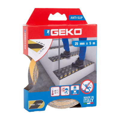 Nastro adesivo antiscivolo ANTISLIP - 2,5 cm x 5 m - giallo-nero - Geko