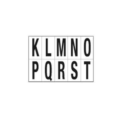 Lettere adesive da K a T - in PVC - 70 x 124 mm - 10 et-fg - 1 foglio - nero-bianco