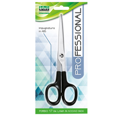 Forbice Professional - 17 cm - lama acciaio inox - nero-grigio - Lebez