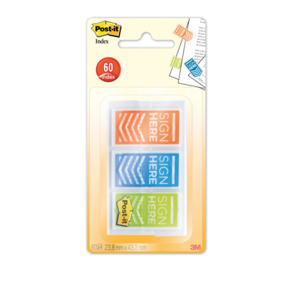 Segnapagina Post-it Index Medium SIGN HERE - 682-SH-OBLEU - 23,8 x 43,2 mm - Post-it - conf. 60 pezzi