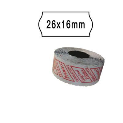 Rotolo da 1000 etichette a onda per Printex Smart 16-2616 e Z Maxi 6-2616 - 26x16 mm - adesivo removibile - bianco - Printex - p