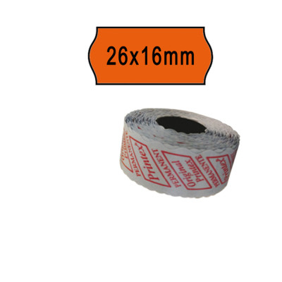 Rotolo da 1000 etichette a onda per Printex Smart 16-2616 e Z Maxi 6-2616 - 26x16 mm - adesivo permanente - arancio - Printex - 
