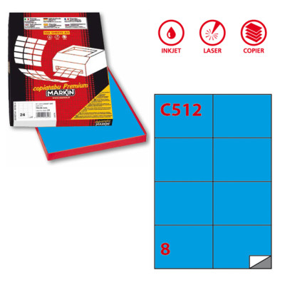Etichette adesive C-512 - in carta - permanenti - 105 x 74,25 mm - 8 et-fg - 100 fogli - blu - Markin