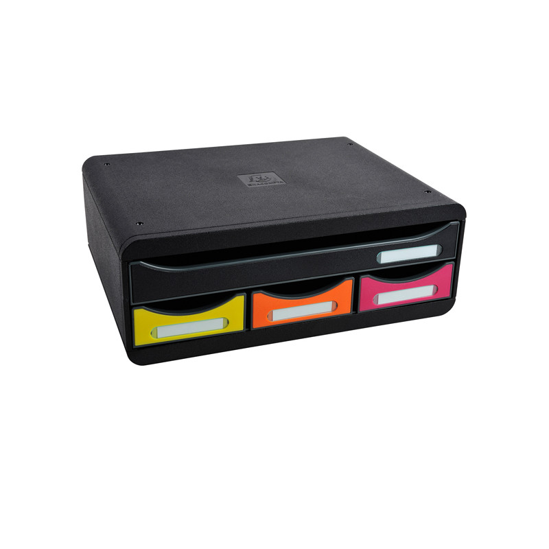 Cassettiera Toolbox  - 27 x 35,5 x 13,5 cm - 4 cassetti - nero-arlecchino - Exacompta