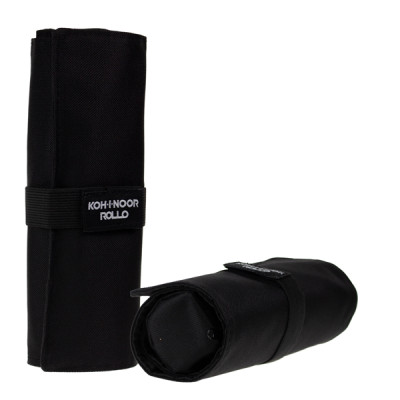 Astuccio arrotolabile Roller - con astuccio zip interno - 24 scomparti - 7,5 x 21,5 cm - tessuto - nero - Koh.I.Noor
