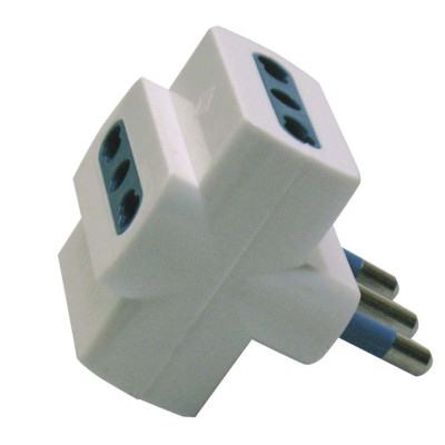 Adattatore triplo con spina 2P+T 16A - 3 prese bipasso 10-16A - MKC