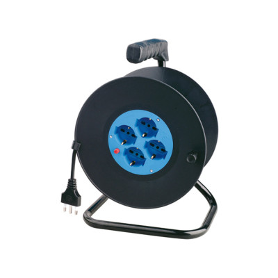 Prolunga con avvolgicavo da 25 mt - 4 prese Schuko-bipasso - MKC