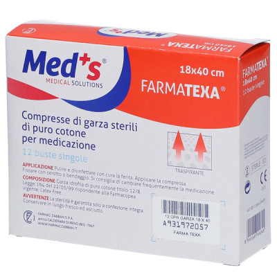 Garza sterile - 18 x 40 cm - MED S - scatola da 12 compresse (imbustate singolarmente)