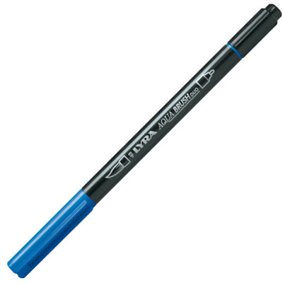 Pennarello Aqua Brush Duo - punte 2-4 mm - blu cobalto chiaro - Lyra