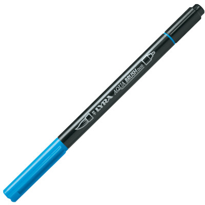 Pennarello Aqua Brush Duo - punte 2-4 mm - azzurro - Lyra