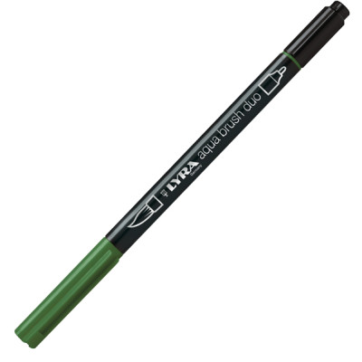 Pennarello Aqua Brush Duo - punte 2-4 mm - verde oliva - Lyra