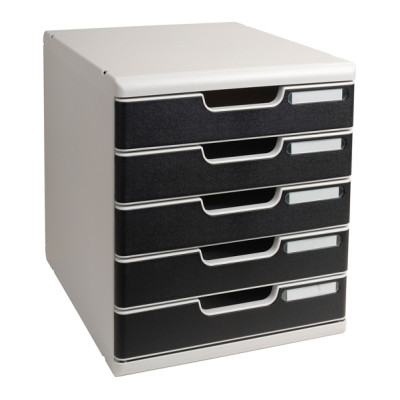 Cassettiera Modulo A4 - 28,8 x 32 x 35 cm - 5 cassetti - grigio-nero - Exacompta