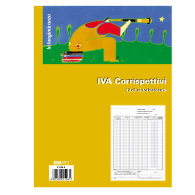 Registro prima nota Iva corrispettivi - 13-13 fogli autoricalcanti - 29,7 x 23cm - Edipro
