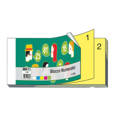 Blocco numerato 1-100 - matrice+figlia - monocolore - 13 x 6 cm - Edipro