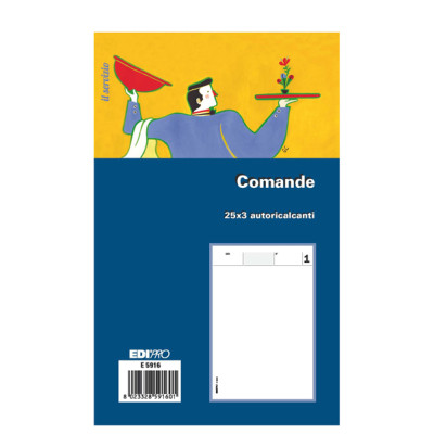 Blocco comande - 25-25-25 fogli autoricalcanti - 17 x 9,9cm - Edipro