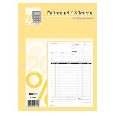 Blocco fatture 1 aliquota Iva - 33-33-33 fogli autoricalcanti - 29,7 x 21cm - Edipro