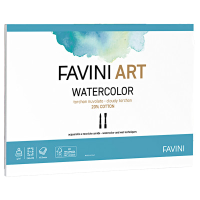 Blocco collato watercolor - 25x35cm - 340gr - 10 fogli - Favini Art